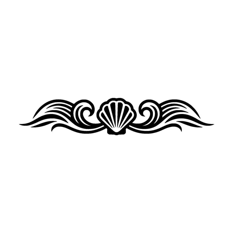 Nautical Silhouette Seashell Wave Border vector