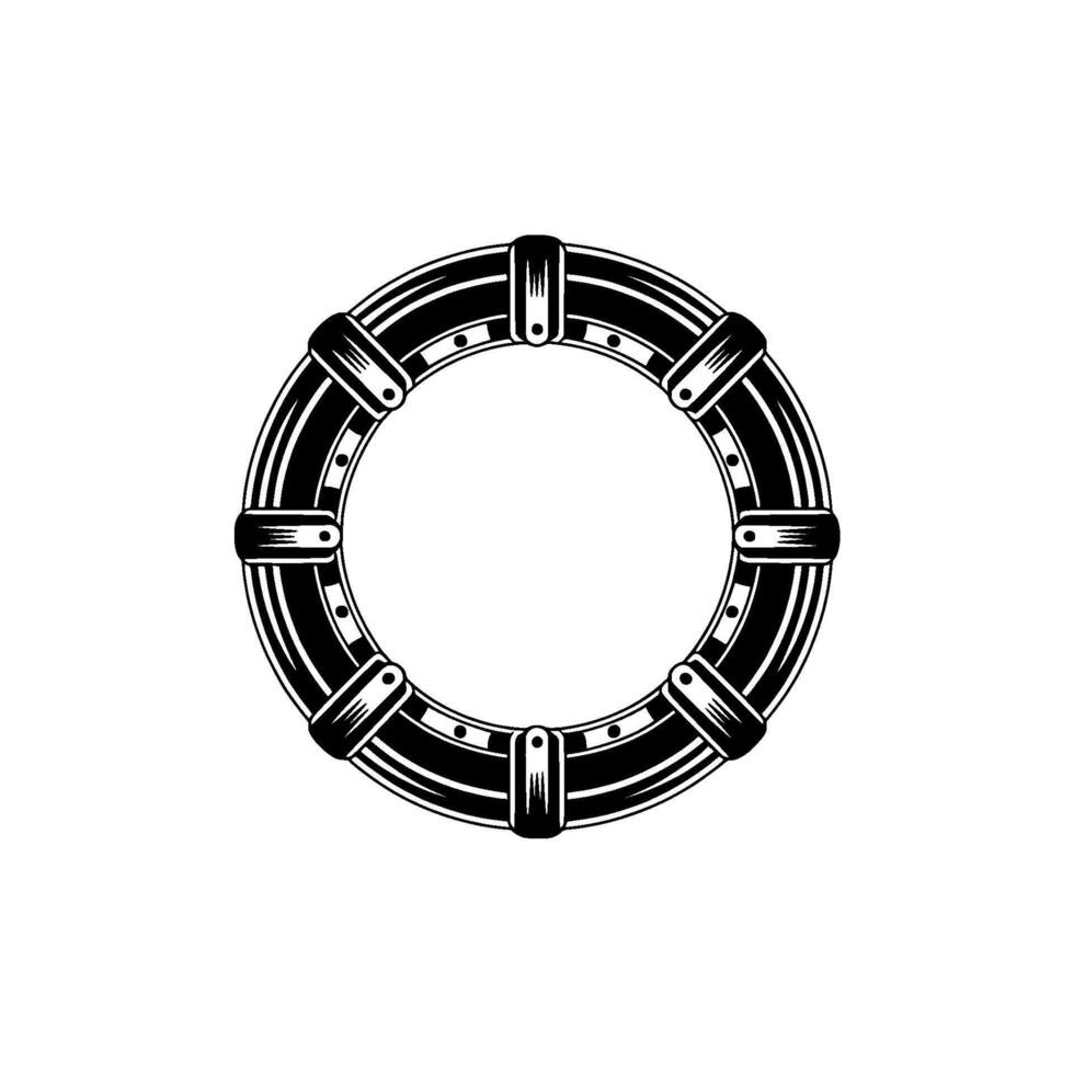 Ornate Black Ring on White Decorative Element vector
