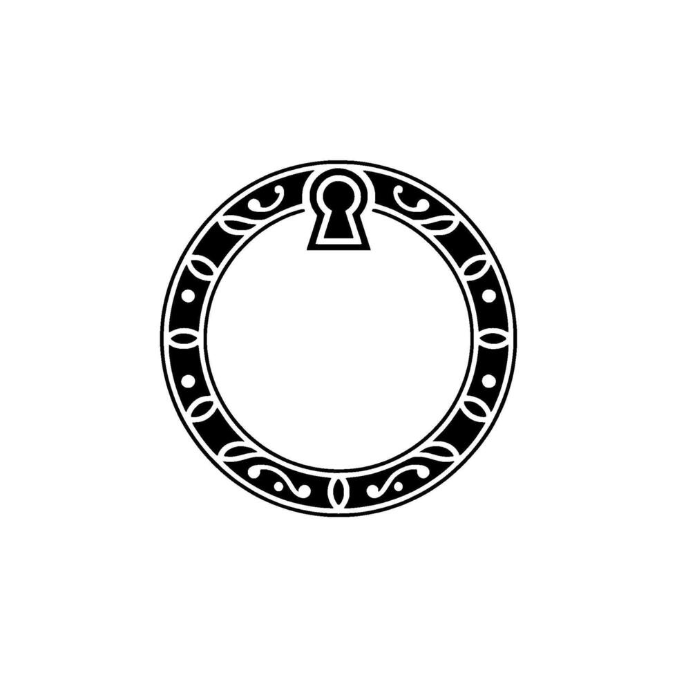 Decorative Keyhole Frame - Black and White Minimalist vector