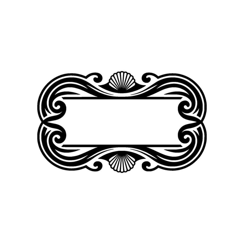 Elegant Black and White Art Deco Frame with Shell Accents vector