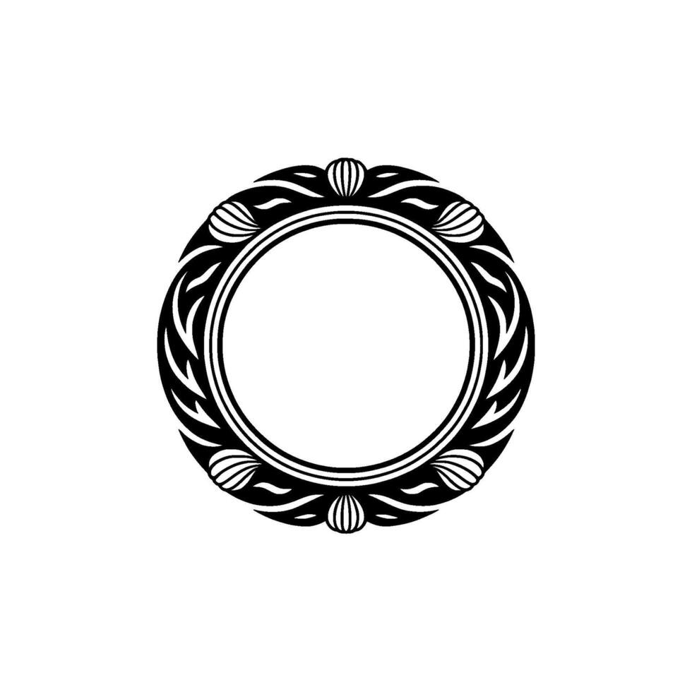 Elegant Ornamental Circle Frame, Black on White vector