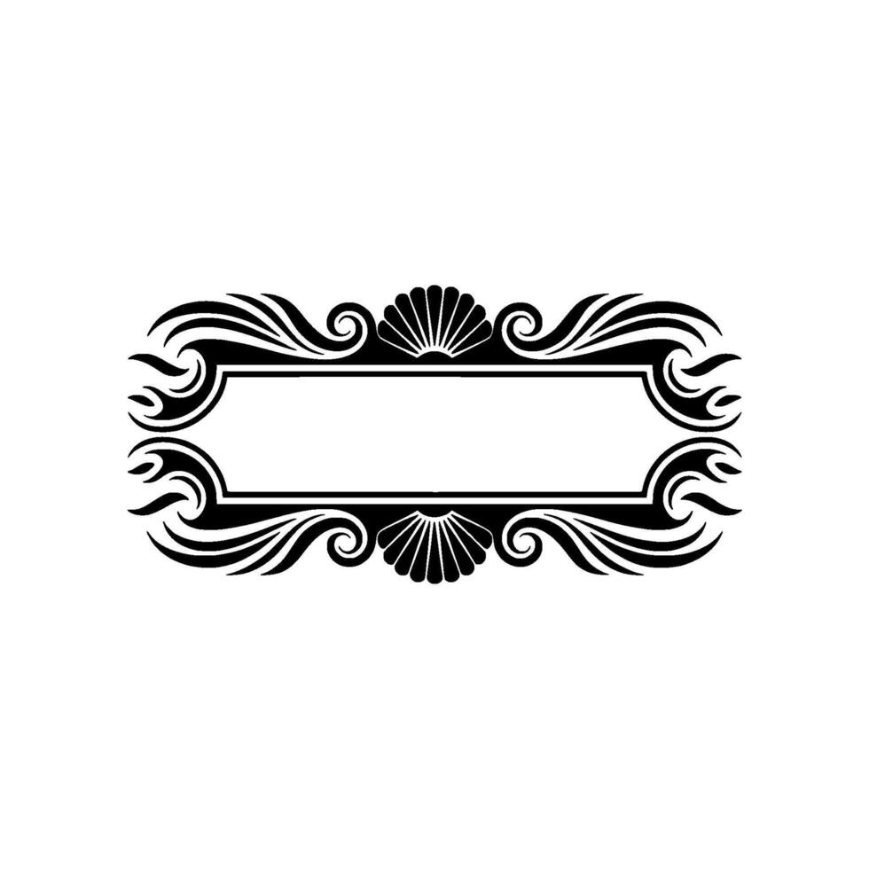 Elegant Black Scroll Frame Ornament on White Background vector