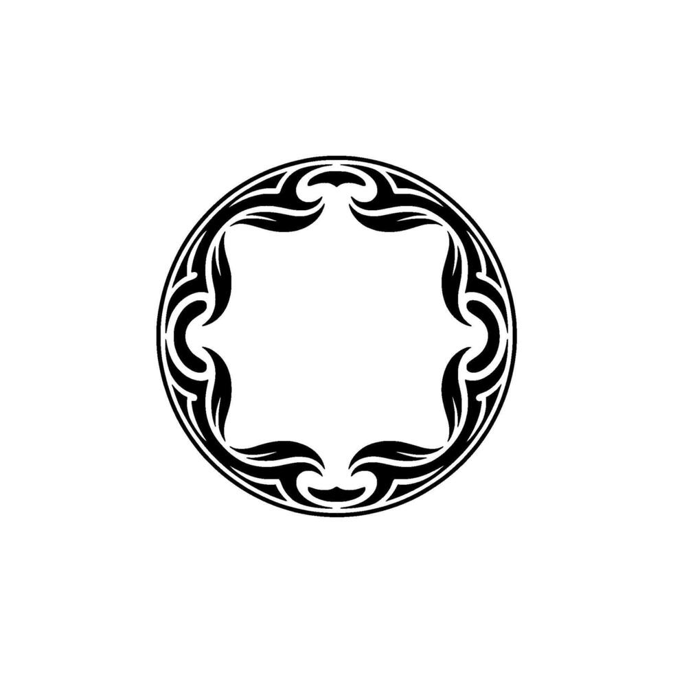 Tribal Circular Frame, Black and White, Modern Decorative Border vector