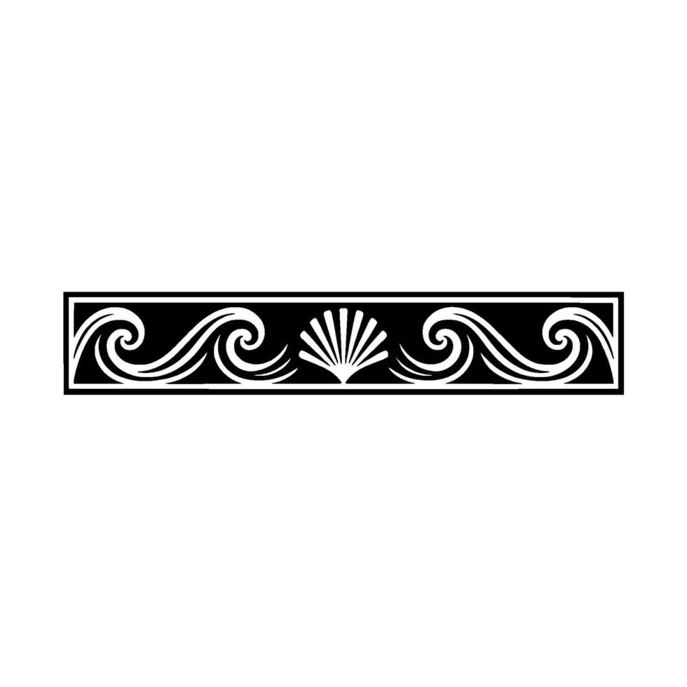 Elegant Oceanic Border Seashell, Waves, and Swirls vector