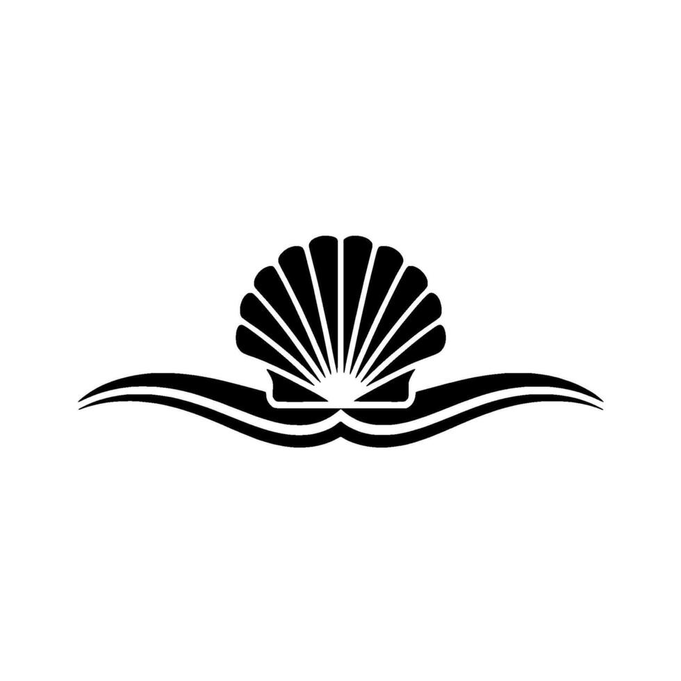 Minimalist Shell Wave , Black White Nautical vector