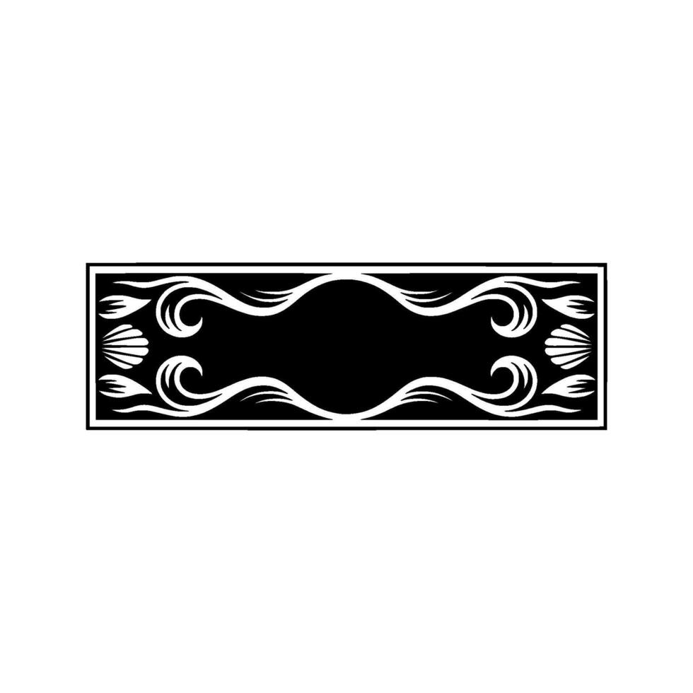 Elegant Black White Decorative Frame with Swirls Shells, Empty Space vector