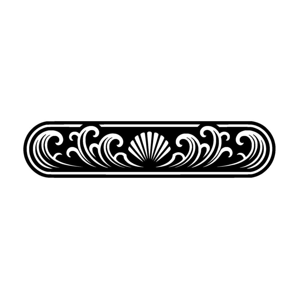 Elegant Coastal Ornament Shell Swirl , Black White vector