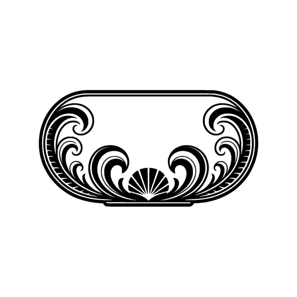 Elegant Oval Frame with Swirls, Shell, and Ornamental Border vector