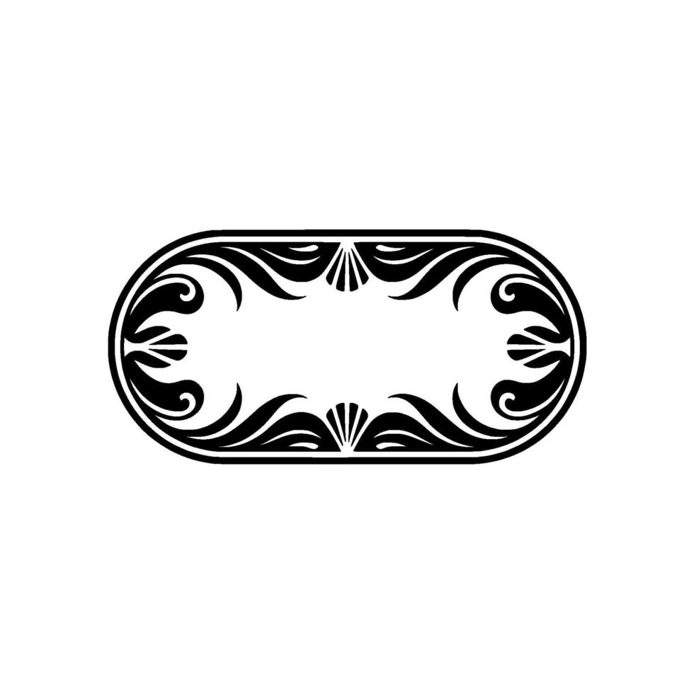 Ornate Black and White Oval Frame, Decorative vector