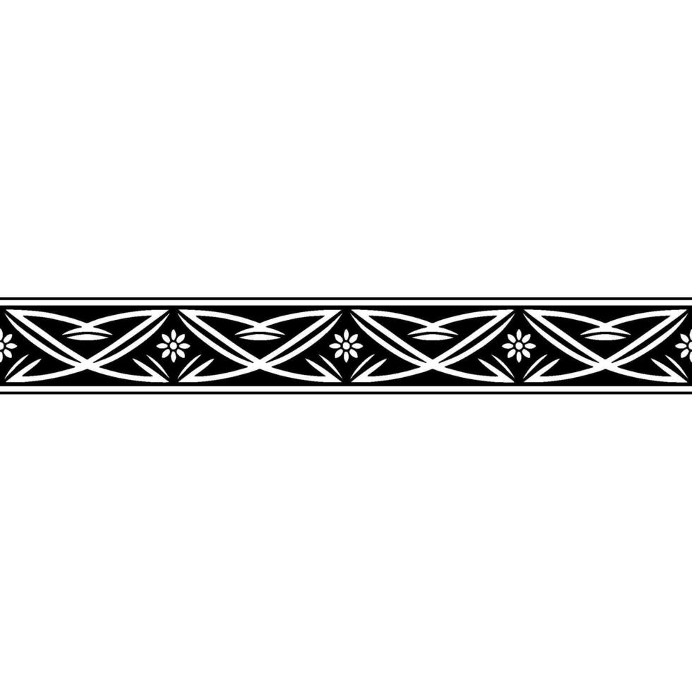 Elegant Floral Border , Black and White Pattern on Plain Background vector