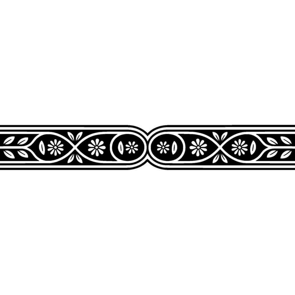 Black White Floral Border Pattern Elegant Element vector