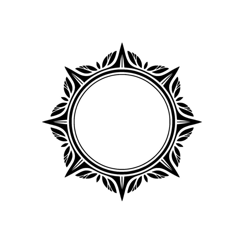 Elegant Circular Frame Black White Floral Ornament vector