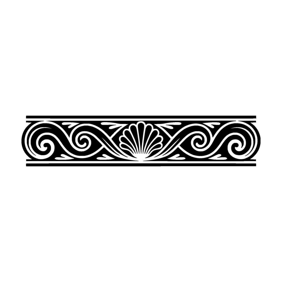 Elegant Black White Scrollwork Border, Classical vector