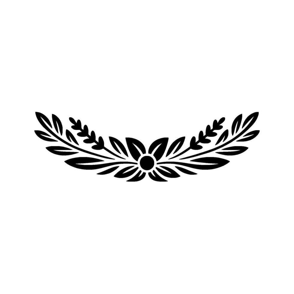 Elegant Floral Wreath Minimalist Black White Ornament vector