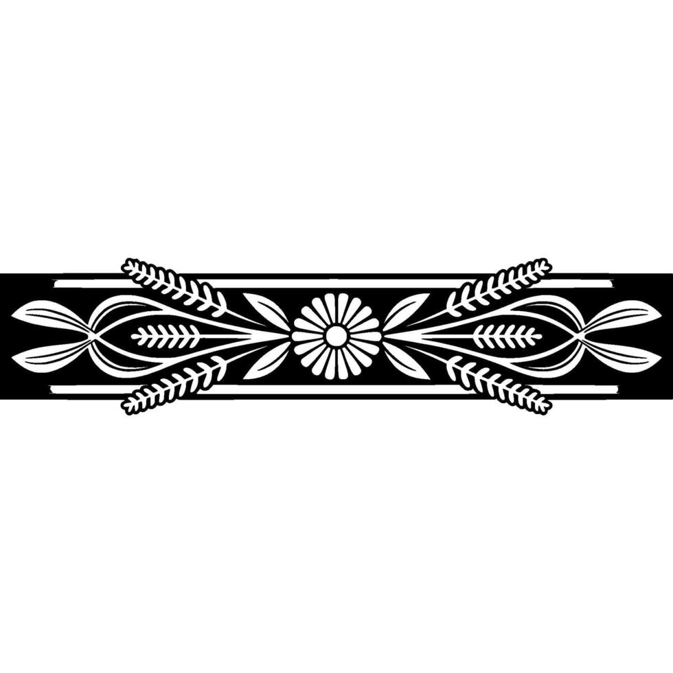 Elegant Black and, White, Floral- Border. vector