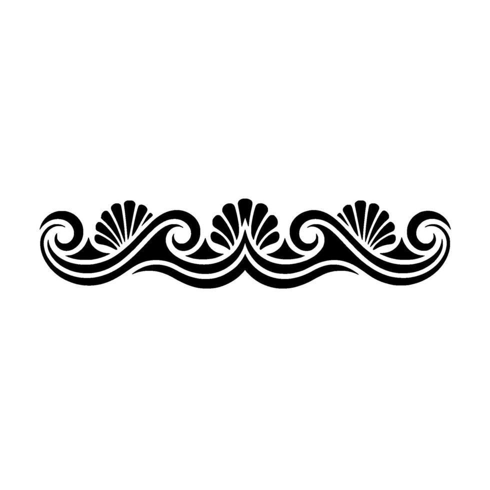 Elegant Black White Decorative Border Wave Shell Motif vector