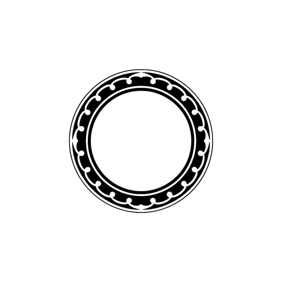 Minimalist Circular Decorative Frame, Black and White vector