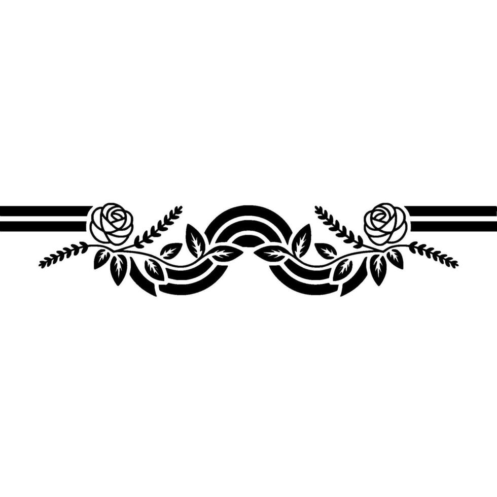Elegant Floral Border in- Black and White, Decorative Ornament vector