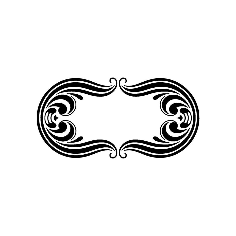 Elegant Black White Flourish Oval Frame on White Background vector