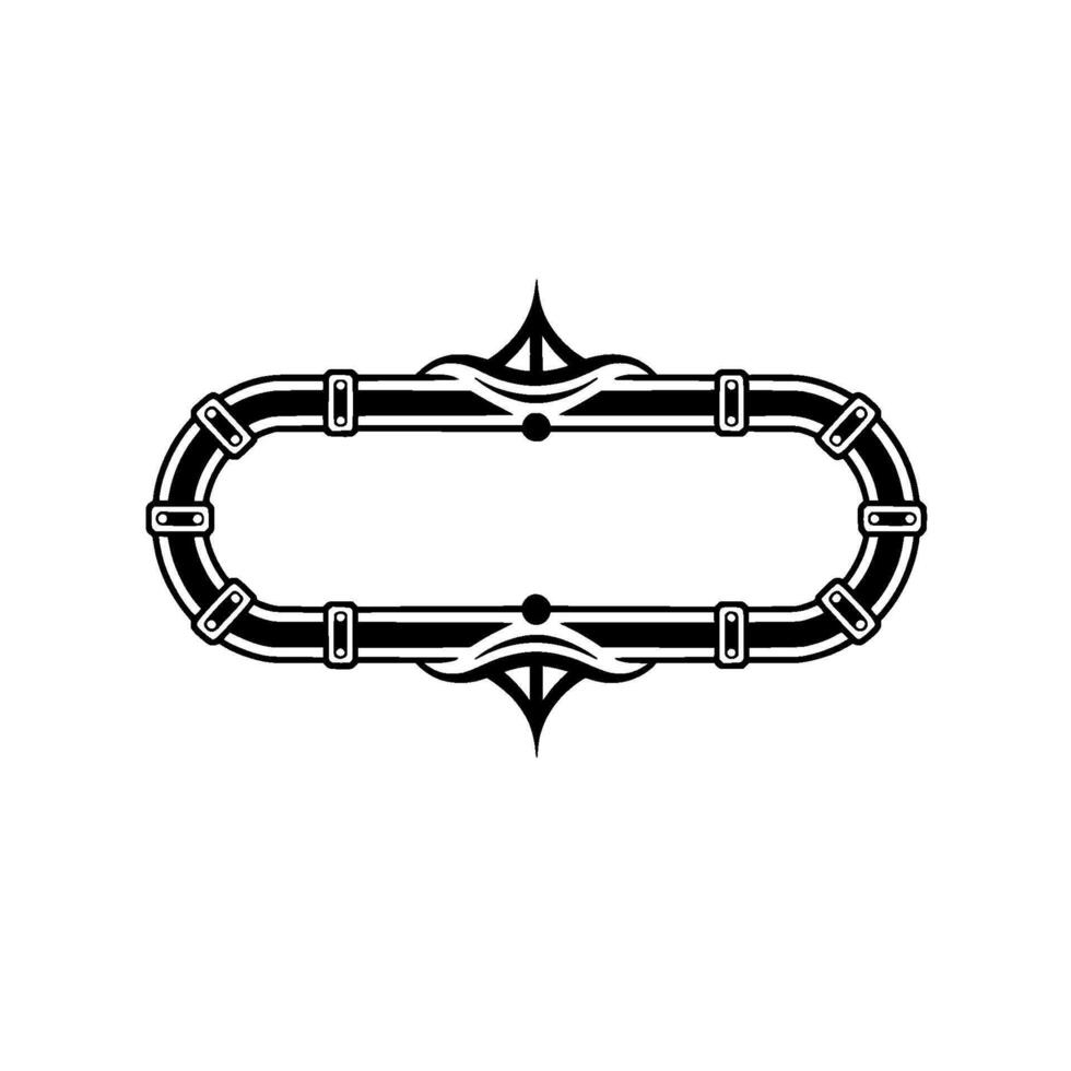 Ornamental Elliptical Frame , Black and White, Art Deco Style vector