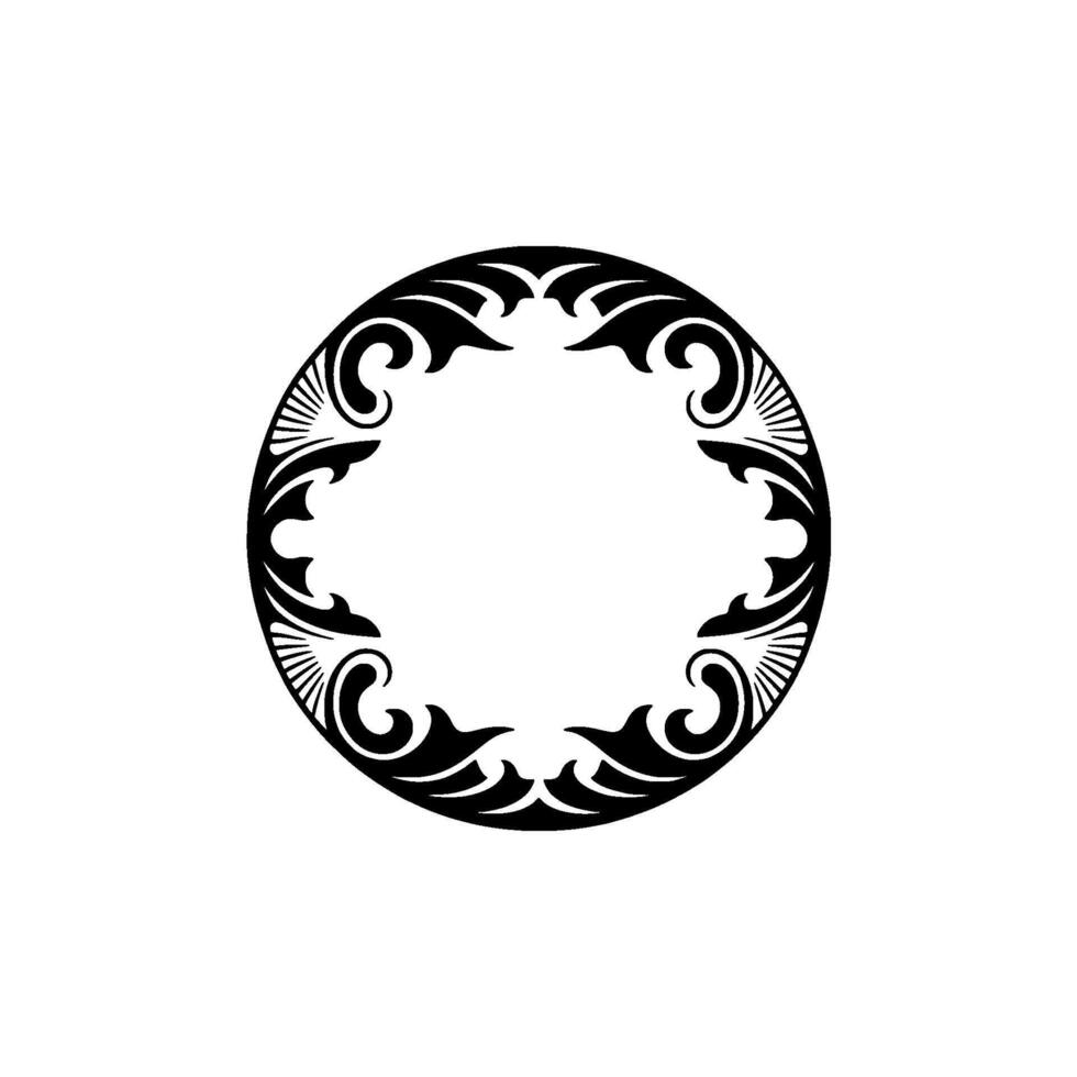 Elegant Black Ornate Circular Frame on White Background vector