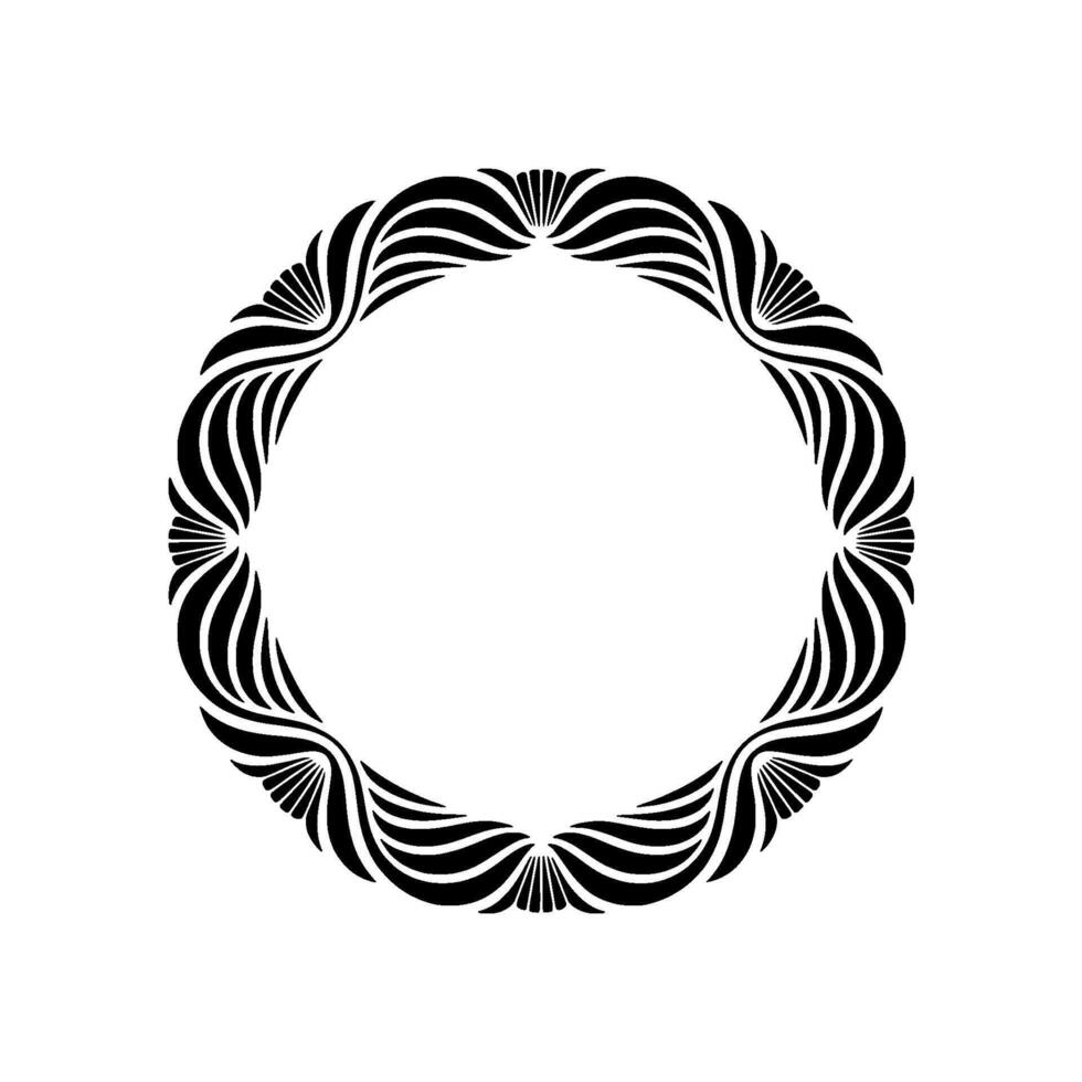 Elegant Art Deco Circular Frame - Black and White Illustration vector