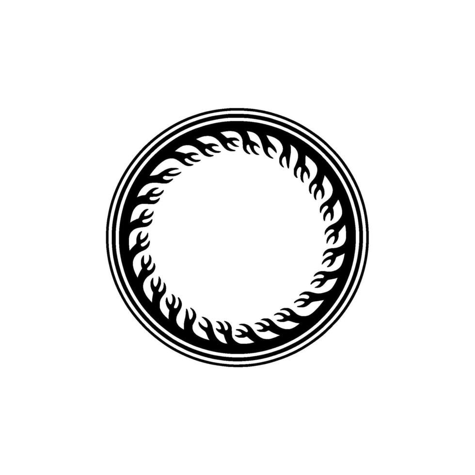 Circular Flame Pattern , Black and White Minimalist vector