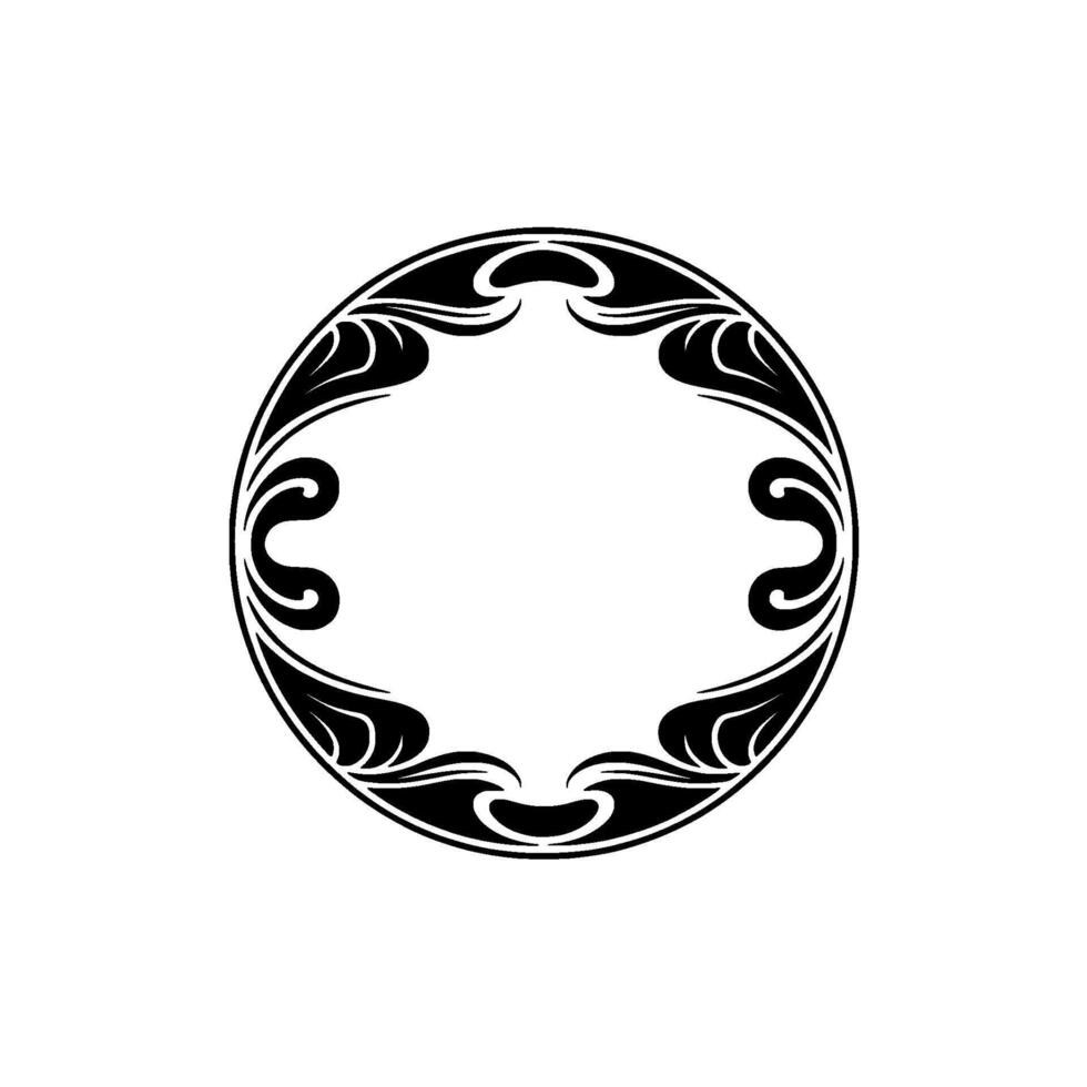 Elegant Art Nouveau Circle Frame - Black and White Element vector