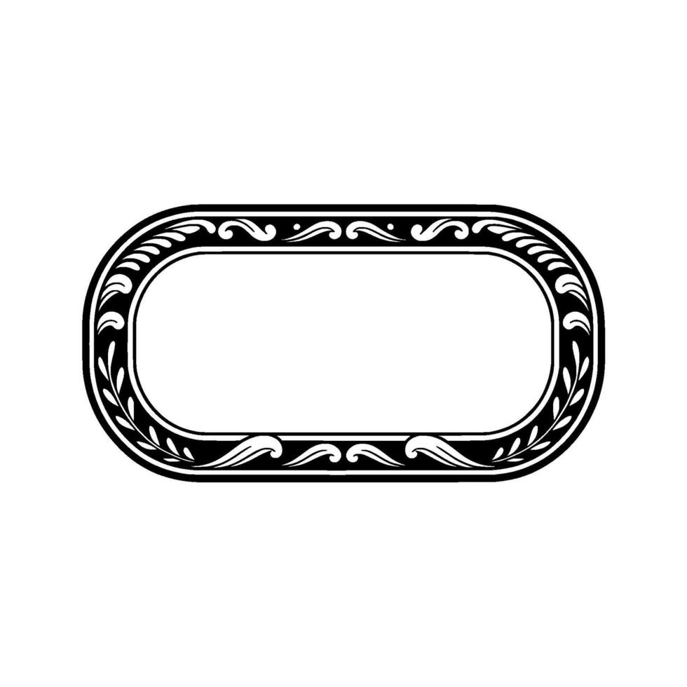 Elegant Black and White Ornate Oval Frame on White Background vector
