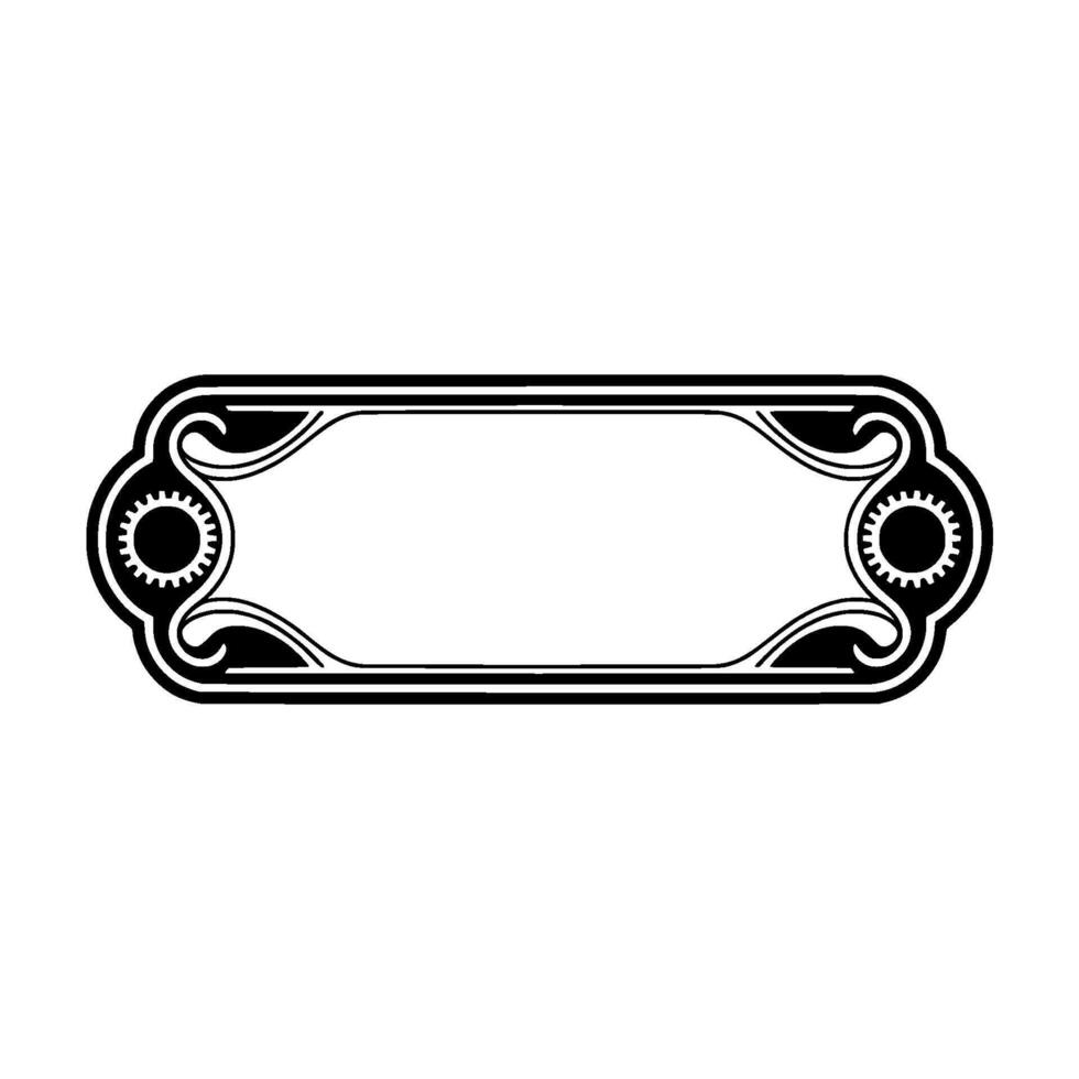 Vintage Rectangular Label with Gear Motifs - Elegant vector