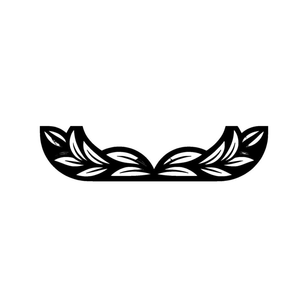 Modern Floral Crest , Black Green Foliage, Clean vector