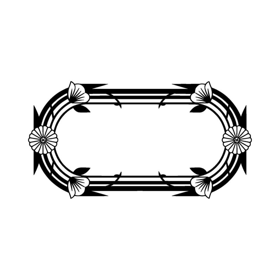 Art Deco Floral Frame Elegant Black and, White vector