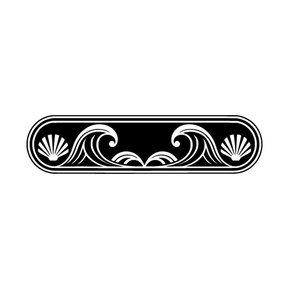 Elegant Black White Seashells Waves Border vector