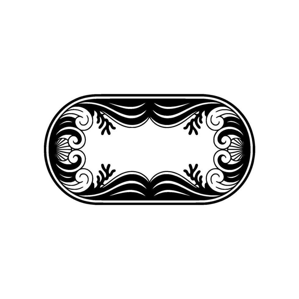 Elegant Black and White Ornate Oval Frame on Light Background vector