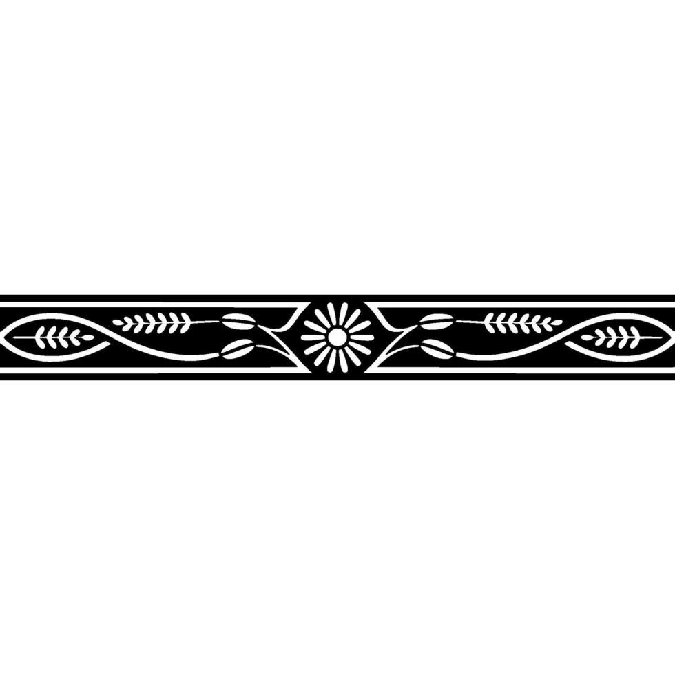 Elegant -Floral Border in Black and White, Decorative Element. vector