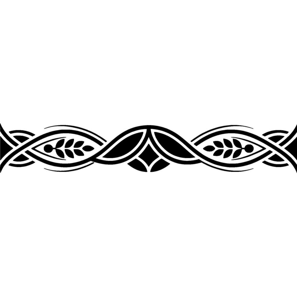 Elegant -Black and White Border with Leaf Motifs vector