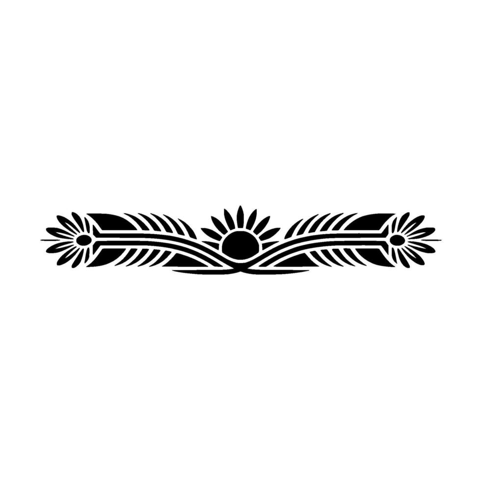 Floral Silhouette Border Elegant Black Line Art on White Background vector