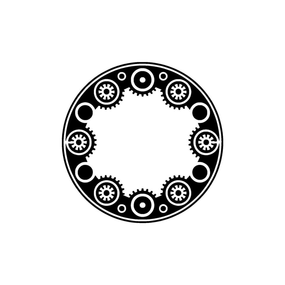 Circular Gear Mechanism - Minimalist Black and White Illustration vector