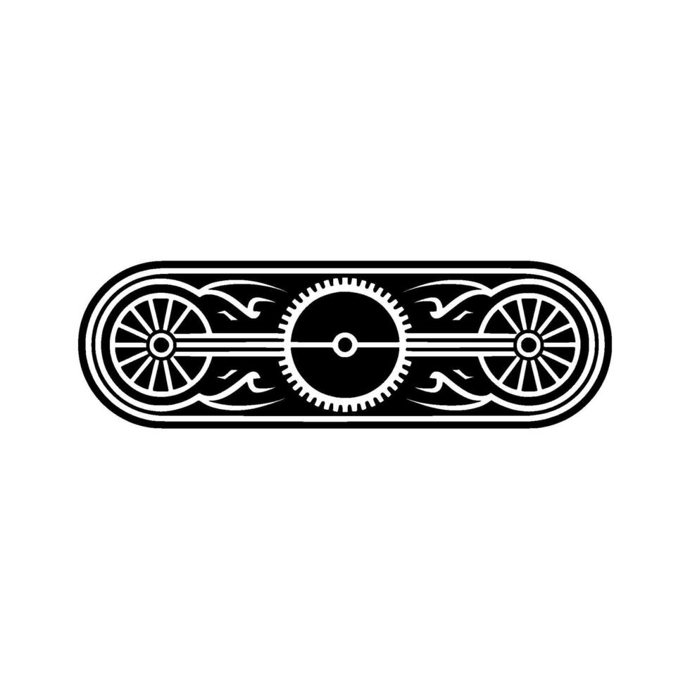 Decorative Mechanical Gear Wheel Emblem in Black White vector