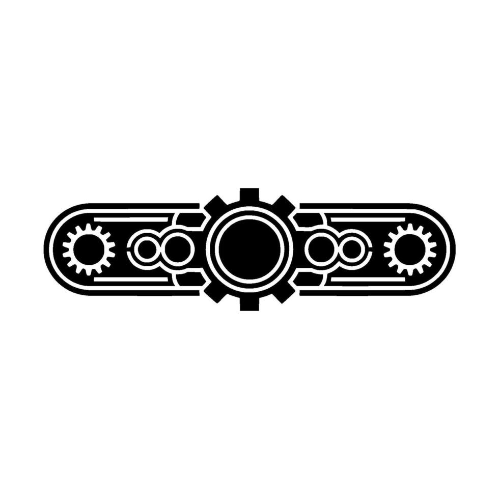 Minimalist Steampunk Gear Banner on White Background vector
