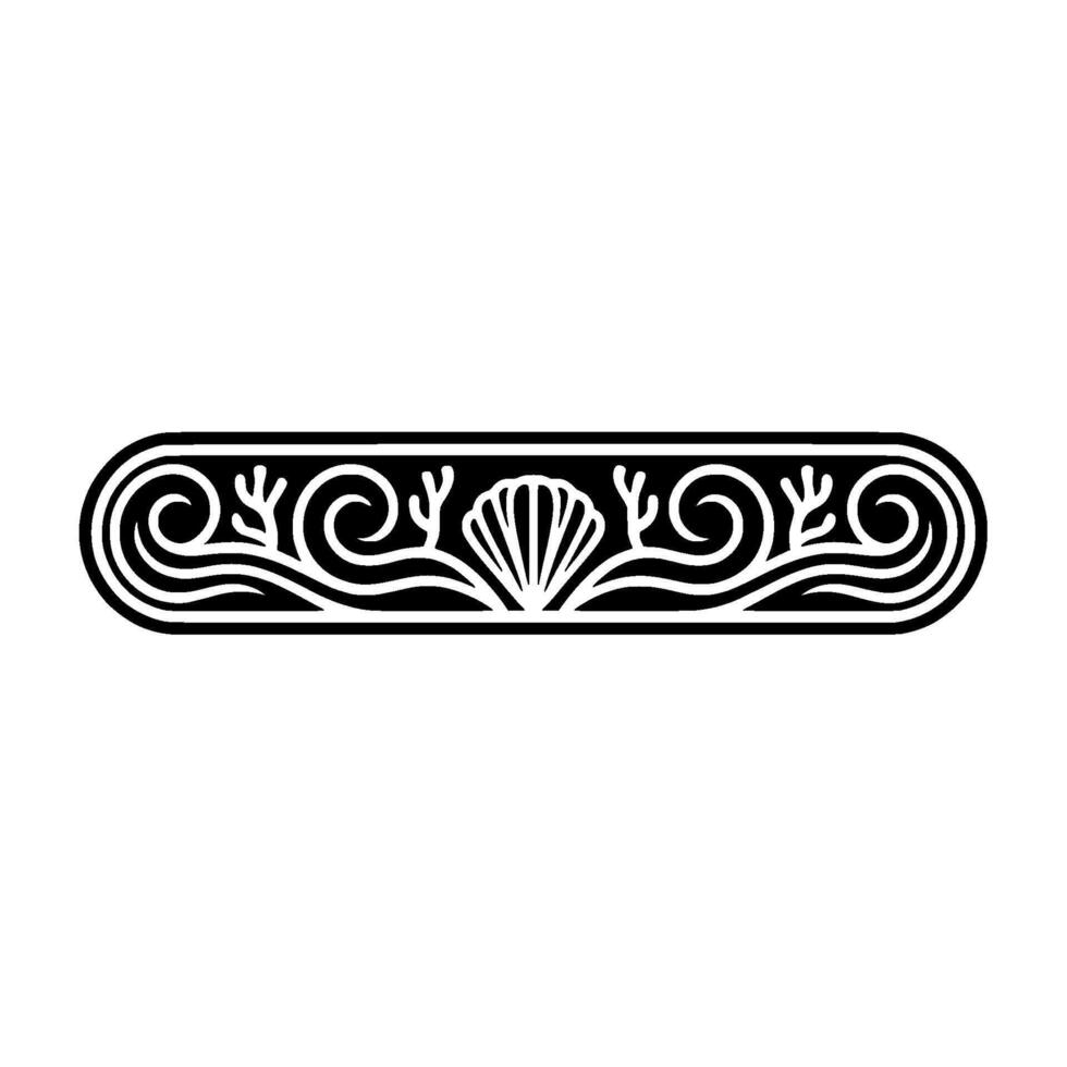 Minimalist Ocean Motif Shell, Waves, and Coral vector