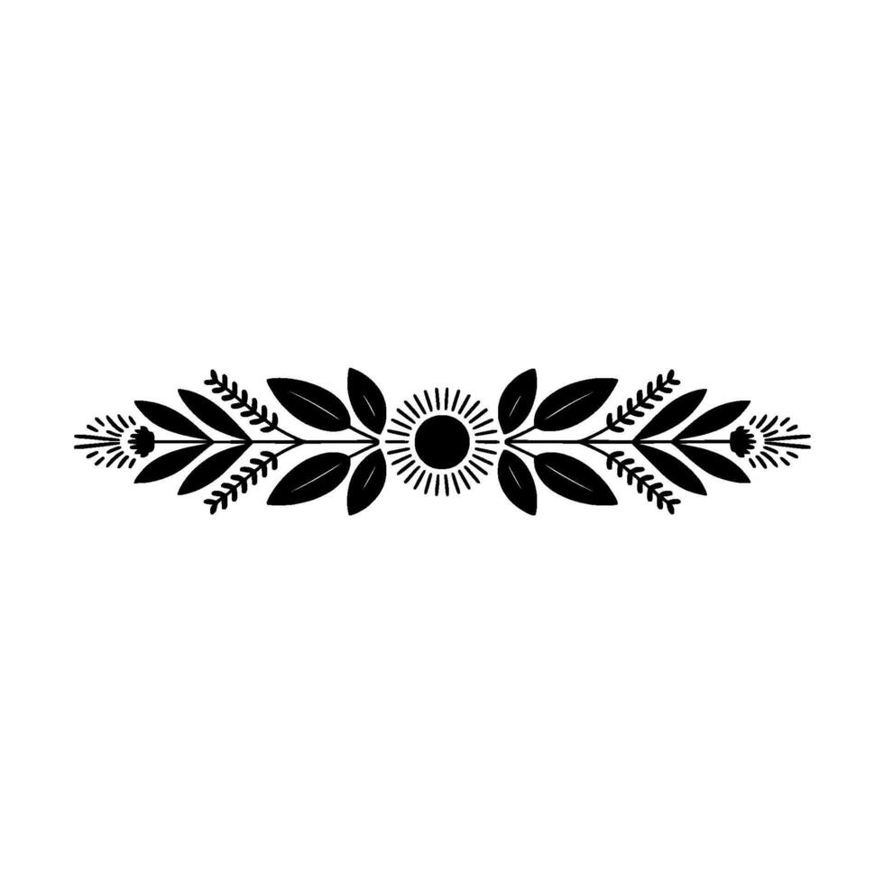 Minimalist Floral Sun Burst Ornament on White vector