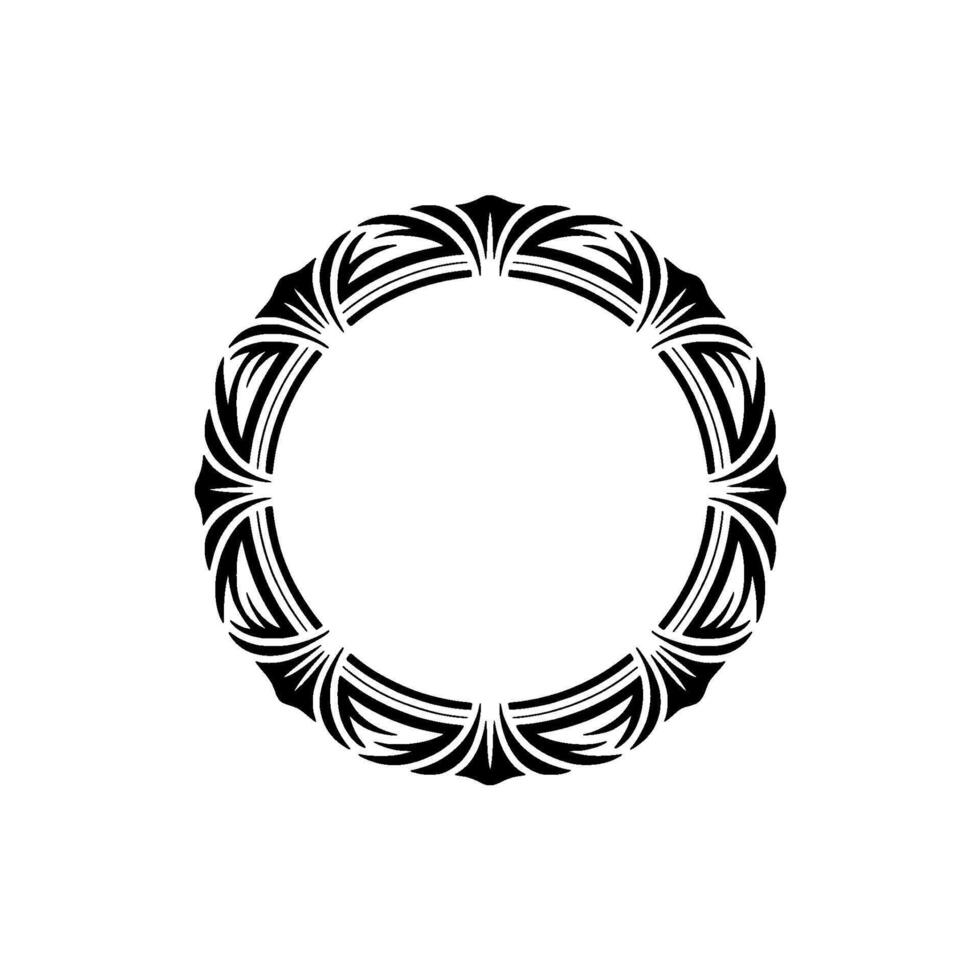 Elegant -Black White Circular Decorative Frame, Floral Motif vector