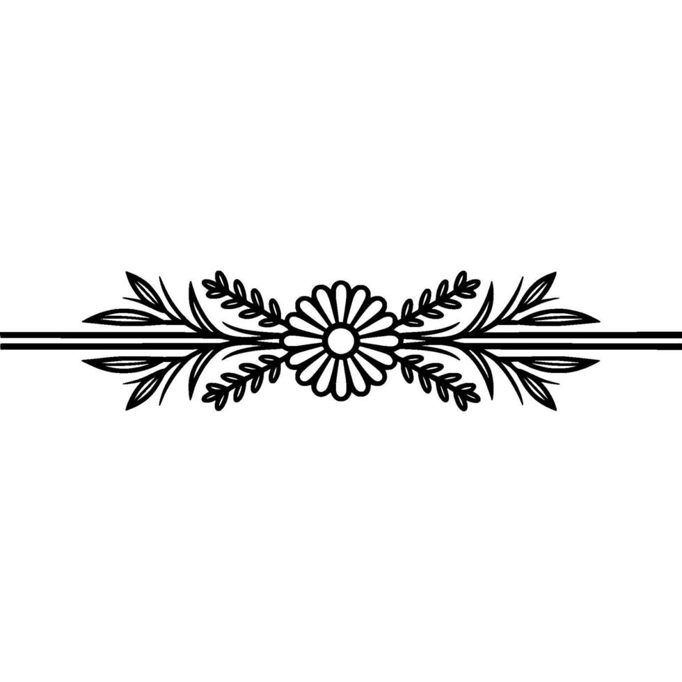 Elegant Floral Divider with Leaves, Minimalist vector