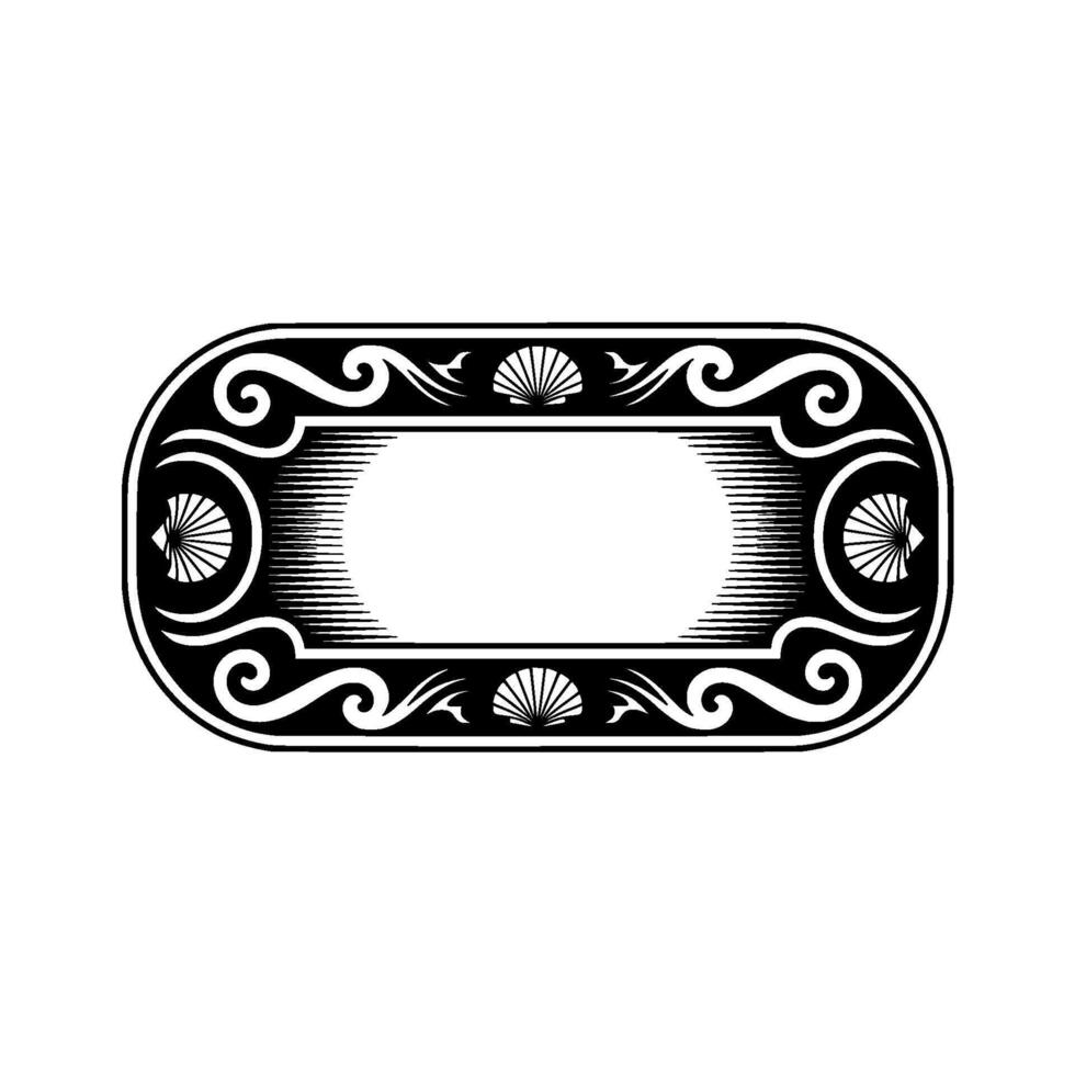 Vintage Engraved Frame with Seashells Swirls vector