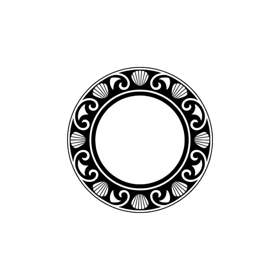 Elegant Black White Shell and Swirl Circle Element vector