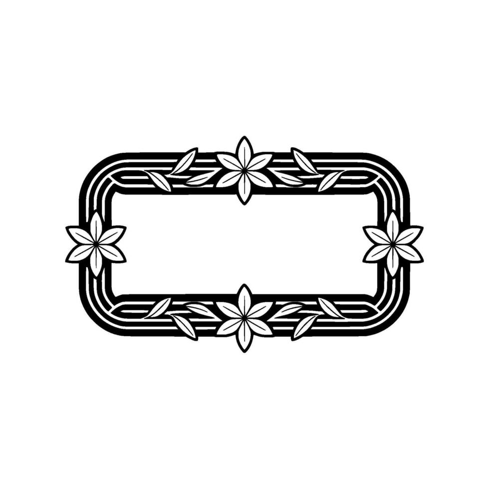 Floral Frame Elegant Black White Decorative vector