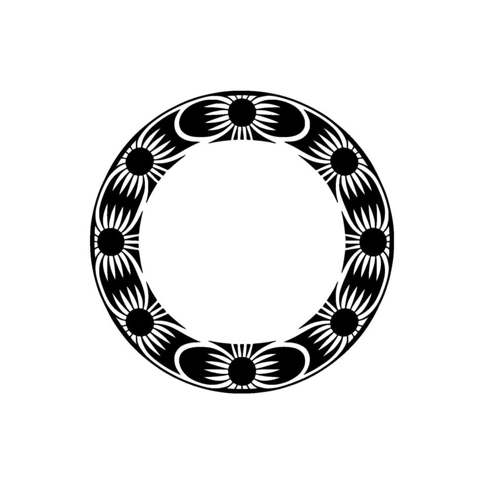 Abstract Decorative Circle Frame, Black and White vector