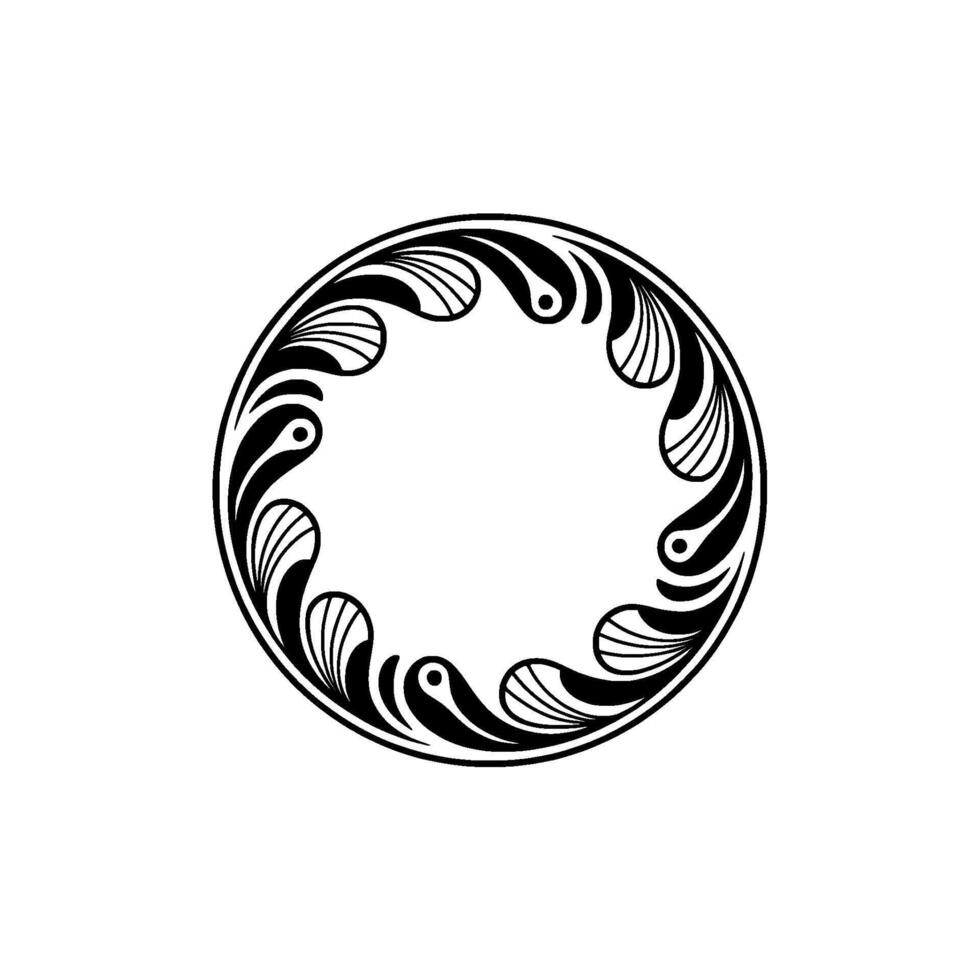 Elegant -Black White Circular Decorative Frame vector