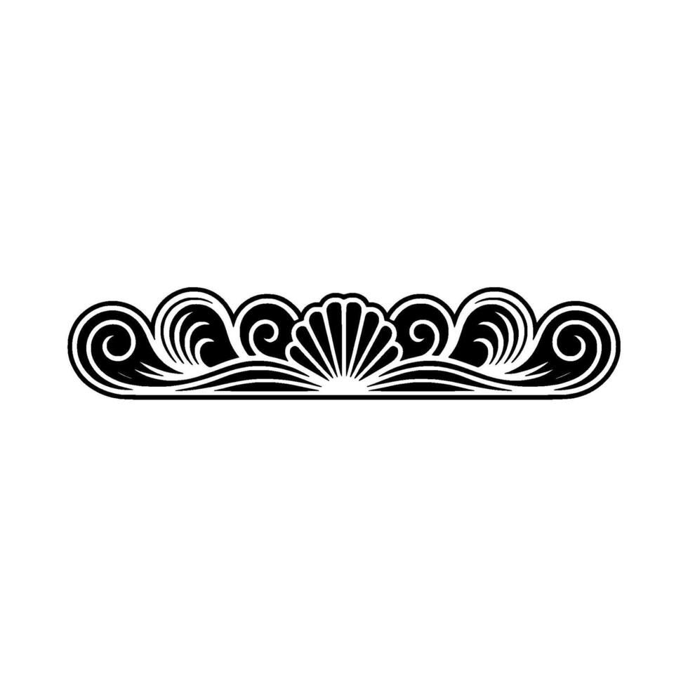 Decorative Sea Shell and Wave Border in Black and White vector